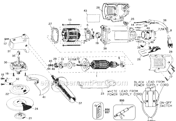 Page A Diagram and Parts List for 4247 Type 100 Black and Decker Angle Grinder
